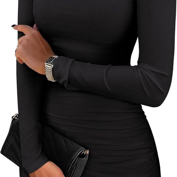 Dresses & Skirts - Women's Slim Fit Long Sleeve Bodycon Dress Rayon Knit Party Office Wear